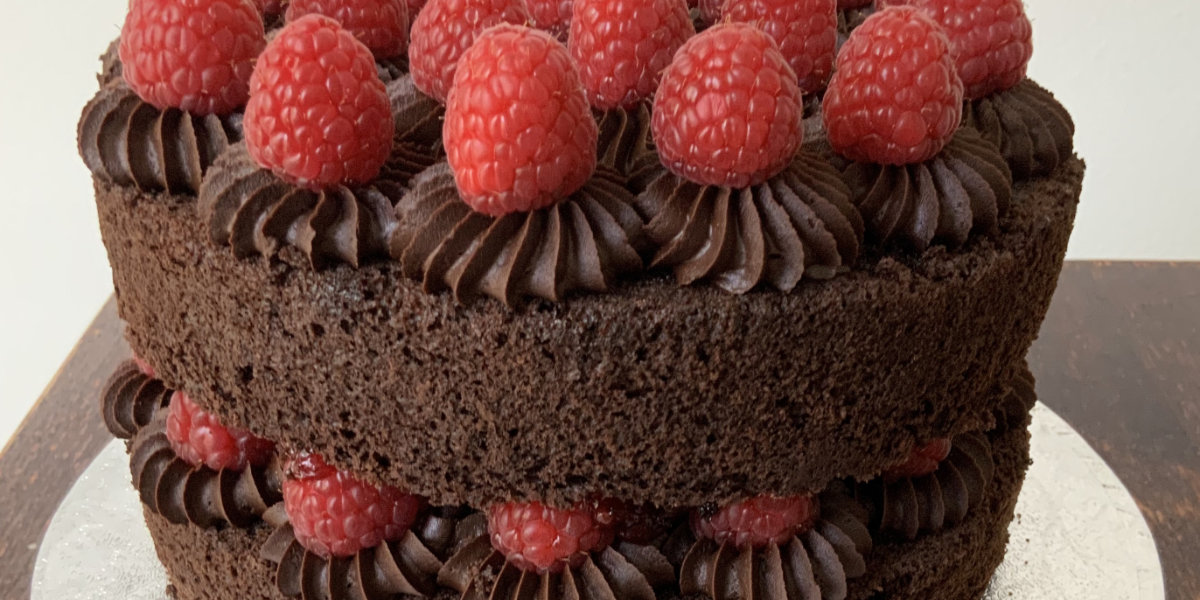 Chocolate raspberries birthday cake