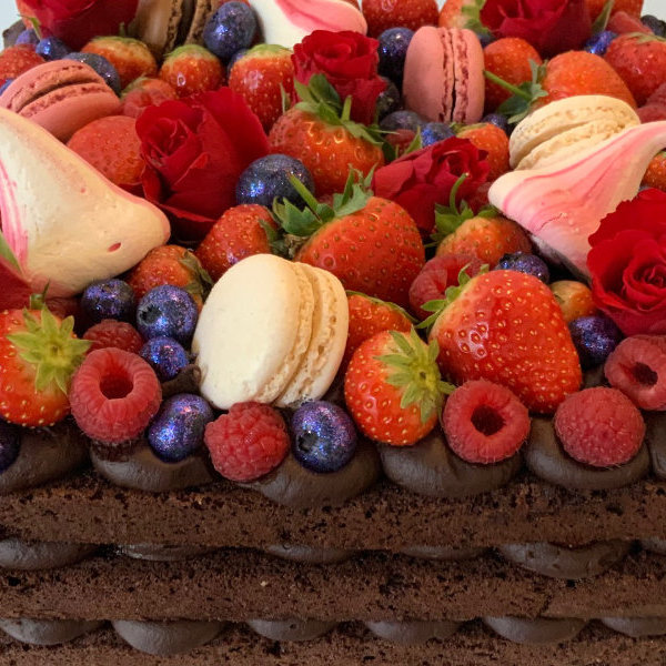 Summer berries chocolate cake