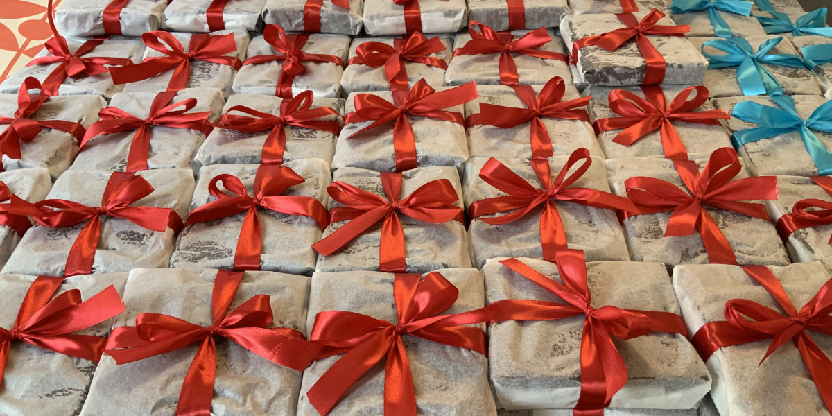 Gift wrapped homemade brownie