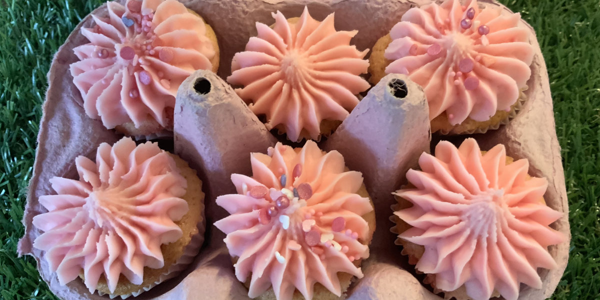 Pink egg box cupcakes